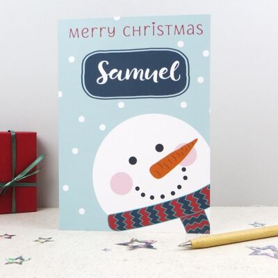 Snowman xmas card for kids - Cute Snowman Personalised Card - cute christmas card - grandson xmas card - son card - daughter card