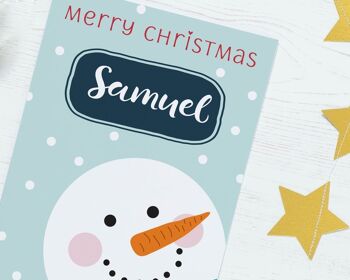 Carte de Noël de bonhomme de neige pour les enfants - Carte personnalisée de bonhomme de neige mignonne - carte de Noël mignonne - carte de Noël de petit-fils - carte de fils - carte de fille 3