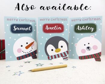Carte de Noël de bonhomme de neige pour les enfants - Carte personnalisée de bonhomme de neige mignonne - carte de Noël mignonne - carte de Noël de petit-fils - carte de fils - carte de fille 5