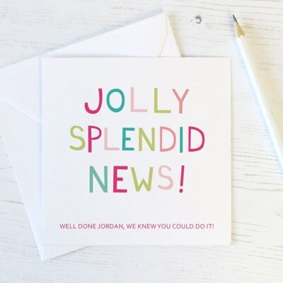 Tarjeta divertida de la enhorabuena 'Noticias espléndidas alegres!'