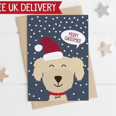 Cute Dog Christmas Card - doggy xmas card - cheeky dog card - terrier xmas card - cockapoo xmas card - dog lover Christmas card - dog xmas