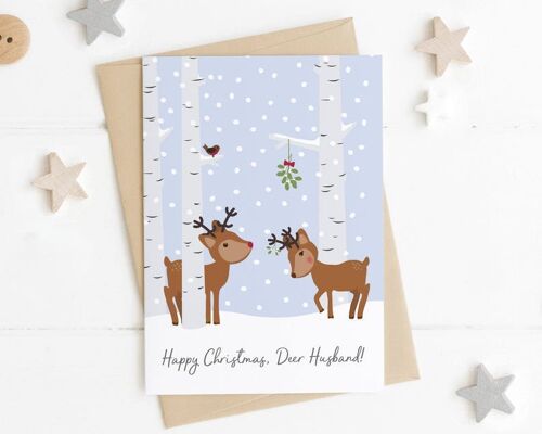 Personalised Reindeer Love Christmas Card - deer xmas card for Husband - wife xmas card - boyfriend Christmas Card - girlfriend xmas card