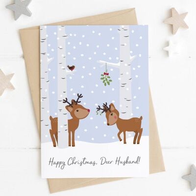 Tarjeta de Navidad de amor de reno personalizada - tarjeta de Navidad de ciervo para marido - tarjeta de Navidad de esposa - tarjeta de Navidad de novio - tarjeta de Navidad de novia
