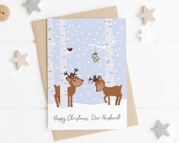 Carte de Noël personnalisée d'amour de renne - carte de Noël de cerf pour le mari - carte de Noël d'épouse - carte de Noël de petit ami - carte de Noël de petite amie 1