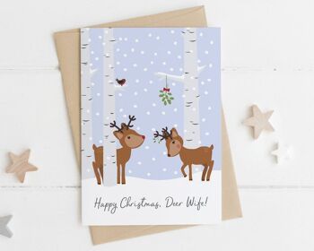 Carte de Noël personnalisée d'amour de renne - carte de Noël de cerf pour le mari - carte de Noël d'épouse - carte de Noël de petit ami - carte de Noël de petite amie 2