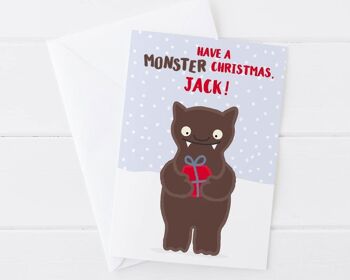 Carte de Noël monstre personnalisée - carte de Noël pour enfants - carte de Noël pour enfants - carte de Noël fille - carte de Noël fils - carte de Noël petit-enfant 2
