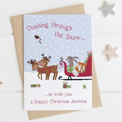 Tarjeta de Navidad personalizada - tarjeta de Navidad para niños - tarjeta de Navidad para niños - tarjeta de Navidad de animales del bosque - tarjeta de Navidad para hija - tarjeta de Navidad para hijo