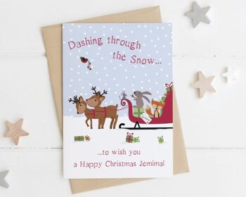 Carte de Noël personnalisée - carte de Noël pour enfants - carte de Noël pour enfants - carte de Noël animaux des bois - carte de Noël fille - carte de Noël fils