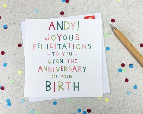 Funny Birthday Card 'Joyous Felicitations' - personalised card - happy birthday card - friend birthday card - funny card - uk