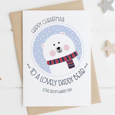 Daddy Bear Weihnachtskarte – süße Weihnachtskarte für Papa – Eisbär Weihnachtskarte – Daddybear Karte – Daddy Weihnachtskarte – süße Daddy Bär Karte