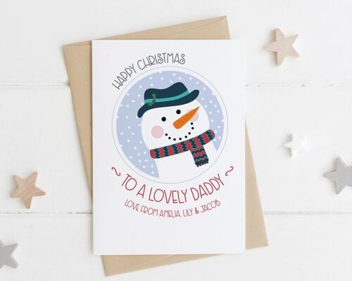 Daddy Christmas Card - Cute xmas card for Daddy - Snowman christmas card - daddy card - daddy xmas card - cute daddy card - snowman xmas