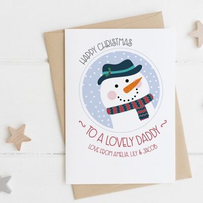 Daddy Christmas Card - Cute xmas card for Daddy - Snowman christmas card - daddy card - daddy xmas card - cute daddy card - snowman xmas