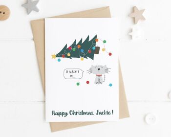 Carte de Noël drôle d'amant de chat - carte de Noël de chat - carte de Noël pour les amoureux des chats - carte de Noël de chat mignon - carte de chat drôle - carte de dame de chat fou - minou