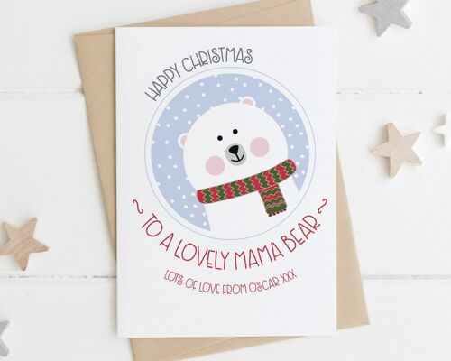 Mama Bear Christmas Card - Cute xmas card for Mummy - Mama xmas card - mommy xmas card - mom xmas card - mum xmas card - - Mummy