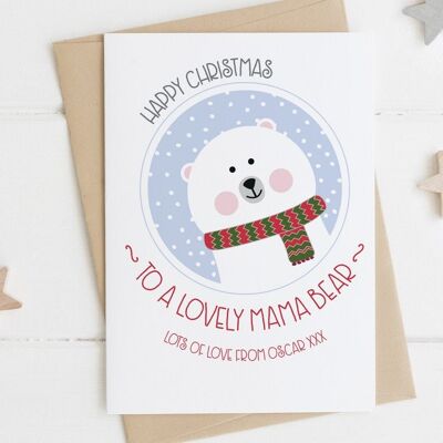 Mama Bear Christmas Card - Cute xmas card for Mummy - Mama xmas card - mommy xmas card - mom xmas card - mum xmas card - - Mummy
