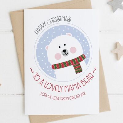 Mama Bear Christmas Card - Cute xmas card for Mummy - Mama xmas card - mommy xmas card - mom xmas card - mum xmas card - - Mom