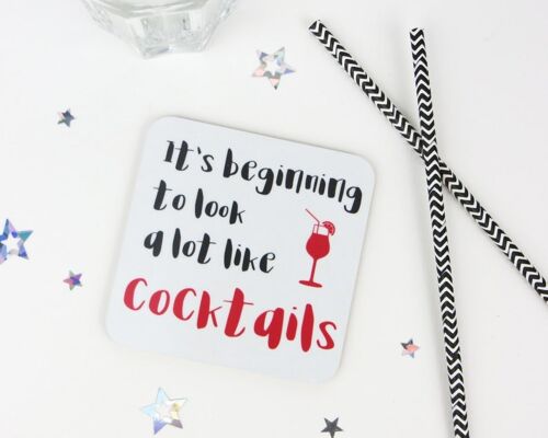 Funny Cocktail Drinks Coaster - xmas gift - cocktail lovers gift - hen party gift - birthday gift - token gift - xmas stocking filler