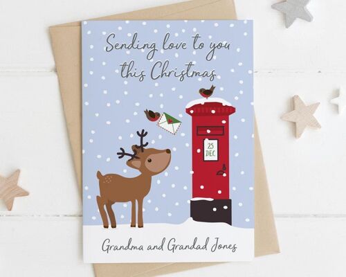 Personalised Reindeer Christmas Card - xmas card for friends - special friends xmas card - across the miles xmas card - from the family xmas
