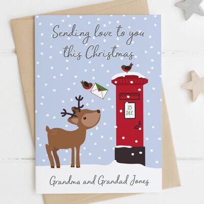 Personalised Reindeer Christmas Card - xmas card for friends - special friends xmas card - across the miles xmas card - from the family xmas