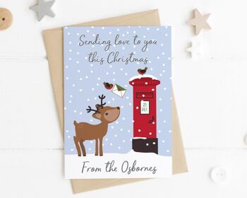 Carte de Noël personnalisée de renne - carte de Noël pour les amis - carte spéciale de Noël d'amis - à travers la carte de Noël de milles - du Noël de famille 4