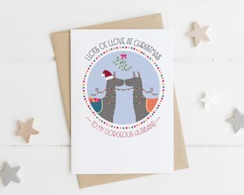 Carte de Noël personnalisée de mari/femme de lama - carte de Noël pour femme - carte de Noël de mari - carte d'alpaga - Noël de petit ami - carte de petite amie - mari 2