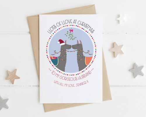 Personalised Llama Husband / Wife Christmas Card - xmas card for wife - husband xmas card - alpaca card - boyfriend xmas - girlfriend card - Fiancée
