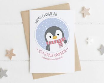 Carte de Noël personnalisée de grand-mère - carte de Noël de grand-mère - Gran - Nana - Nan - Nounou - Nonna - carte de pingouin mignon - carte de Noël personnalisée - Gran 1