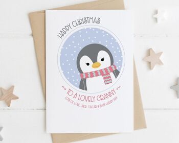 Carte de Noël personnalisée de grand-mère - carte de Noël de grand-mère - Gran - Nana - Nan - Nounou - Nonna - carte de pingouin mignon - carte de Noël personnalisée - Gran 2
