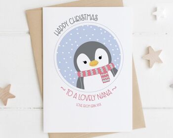 Carte de Noël personnalisée de grand-mère - carte de Noël de grand-mère - Gran - Nana - Nan - Nounou - Nonna - carte de pingouin mignon - carte de Noël personnalisée - Gran 4