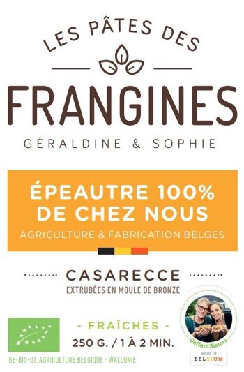 [100% Belge] VRAC Pâtes FRANGINES Epeautre - Casarecce en moule de bronze -  4kg 5