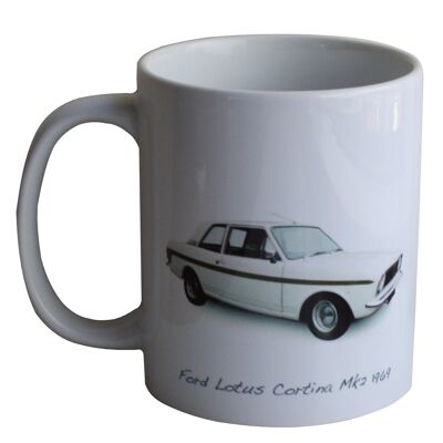 Ford Lotus Cortina Mk2 1969 - 11oz Printed Ceramic Souvenir Mug