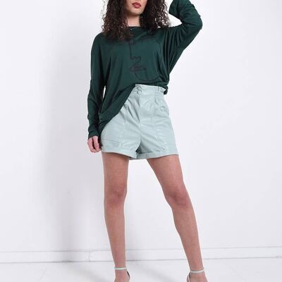 Los Sclavo Faux leather shorts with buttons and pockets__