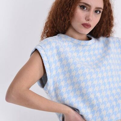 Los Sclavo Houndstooth Patterned Cotton Top One Size__