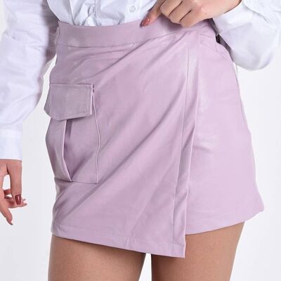 Los Sclavo Faux Leather Shorts With Pockets__