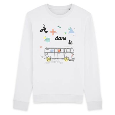 Sweat mixte A plus dans le Bus - Coton Bio - S - Blanc