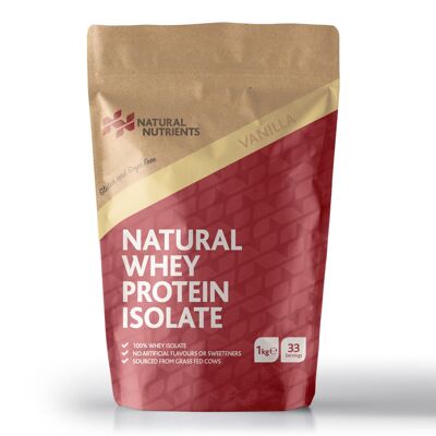 Natural Grass Fed Whey Protein Isolate - Vanilla Flavour - 1kg