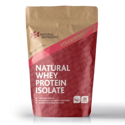 Natural Grass Fed Whey Protein Isolate - Strawberry Flavour - 1kg