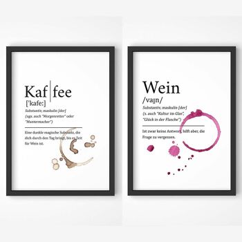 Ensemble de définitions de café et de vin - Affiche