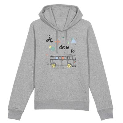 Sweat à capuche unisexe A plus dans le bus - Coton Bio - XS - Gris