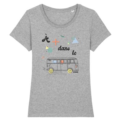 T-shirt femme A plus dans le bus - Coton Bio - XS - Gris
