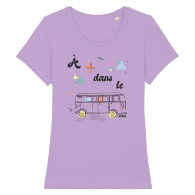 T-shirt femme A plus dans le bus - Coton Bio - XS - Lavande
