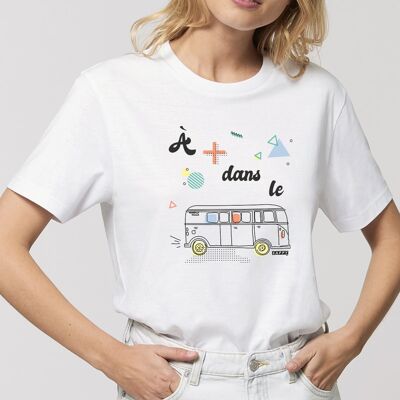 T-shirt Rocker unisexe A plus dans le bus - Coton Bio Blanc