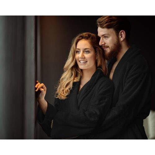 Soft terry bathrobe-S/M Black