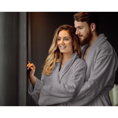 Soft terry bathrobe-L/XL Grey