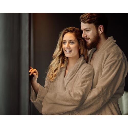 Soft terry bathrobe-L/XL Taupe
