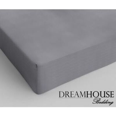 Drap housse 100% coton - 160 x 200 Gris