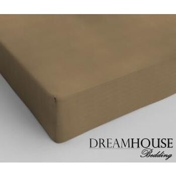 Drap housse 100% coton - 90 x 220 Taupe 1