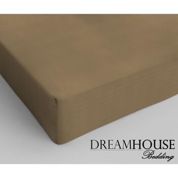 Drap housse 100% coton - 160 x 220 Taupe 2