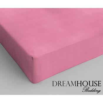 Drap housse 100% coton - 140 x 200 Rose 3