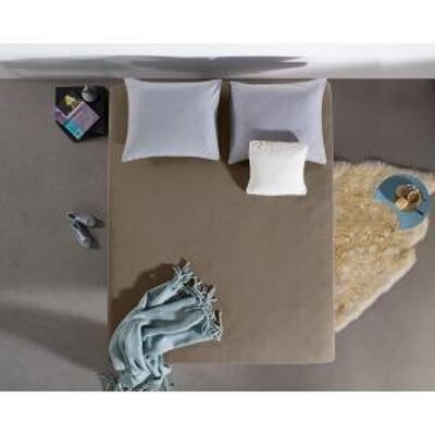 Drap Housse Double Jersey 220 gr.-80/90/100 x 200/220 Taupe